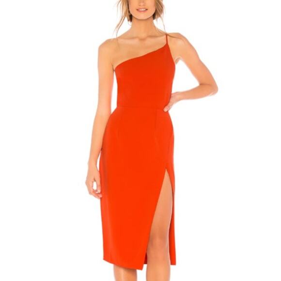 Lovers & Friends Lazo One Shoulder Midi Dress Size Small 2-4 in Blood Orange - Picture 12 of 12